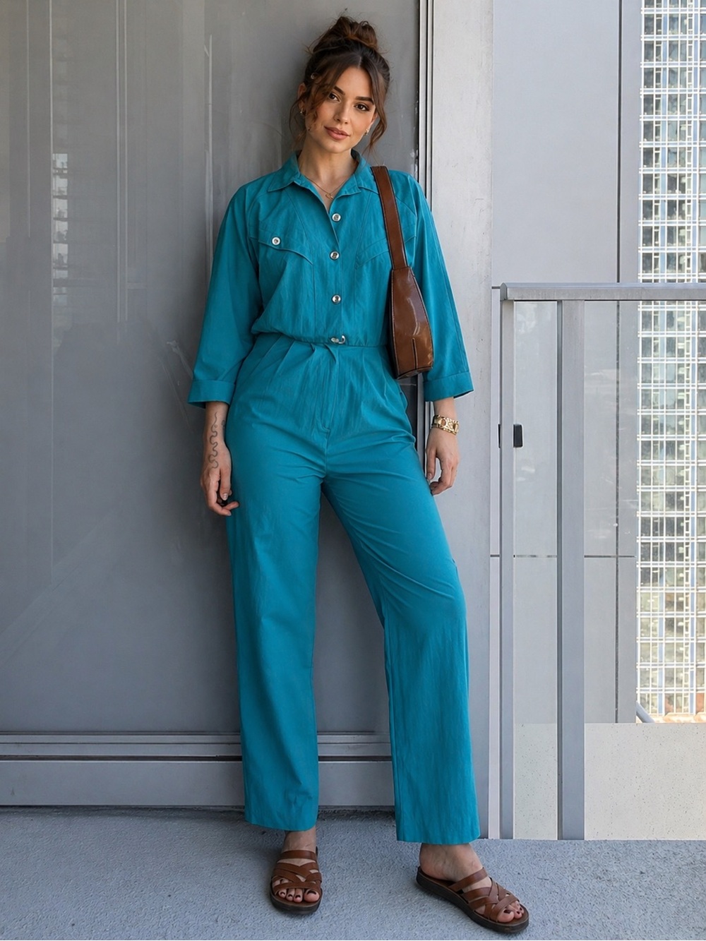 Effortless Chic: Vintage Blue Jumpsuit